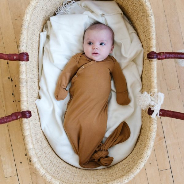 Newborn Knotted Gown - Camel on Sale - Image 3