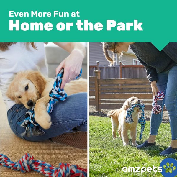 AMZpets Dog Toys for Aggressive Chewers, Dog Accessories Ropes for Medium or Large Breed, Knotted, Heavy Rope for Tug of War, Fetch, Teething Supply - Image 2