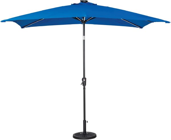 Sun-Ray 9  x7   Rectangular 8-Rib Next Gen Solar Lighted Patio Umbrella, 30 LED Lights with Unique Strip Lighting, Crank and Tilt, Aluminum Frame, Royal Blue on Sale - Image 2