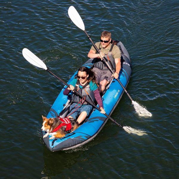 AQUAGLIDE Chinook 120 Inflatable 12   Foot Kayak Kit Packable for Adults Family Friendly Pet Adaptable 1 or 2 Riders Blow Up Recreational Kayaking for Angler Fishing Hunting For Cheap - Image 4