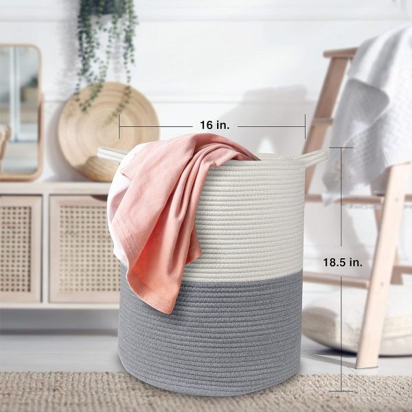Brookstone Large Cotton Rope Storage Basket with Handles, 18.5 X 16 For Discount - Image 4