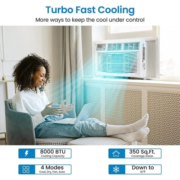 Cool Living 10,000 BTU 115V, Air Conditioner with Remote, Auto-Restart, 3 Cooling & Fan Speeds, Energy Saver, White For Cheap - Image 2