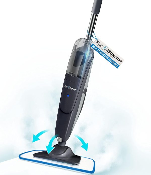 PurSteam Steam Mop Cleaner, Steam Mops for Floor Cleaning - Hardwood Tiles Vinyl Marble - Steam Cleaner for Kitchen, Multifunctional Whole House Steamer, Light Grey on Sale
